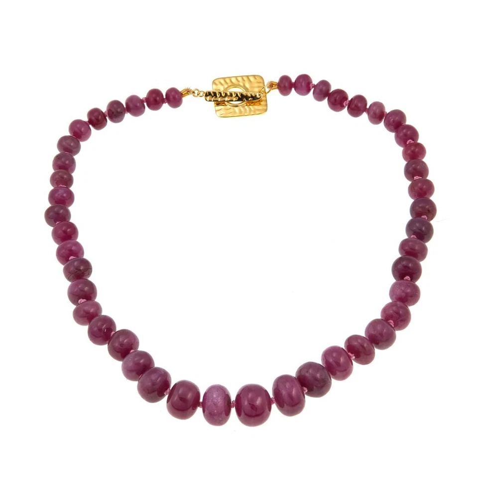Collar de cuentas rondelle de zafiro rosa y rojo natural de plata de ley Rarities. 18" Foto 1 de 4
