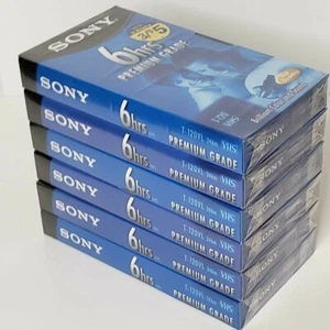 New Sony VHS Blank Tapes 6 hrs Premium T-120 Set of 6 Sealed Standard Grade - Picture 1 of 3
