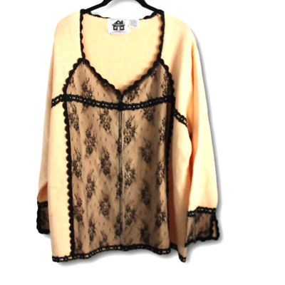 STORYBOOK KNITS (3X) Delicada Tracería Cremallera Completa Encaje Tachuelas Amarillo/Marrón Foto 1 de 4