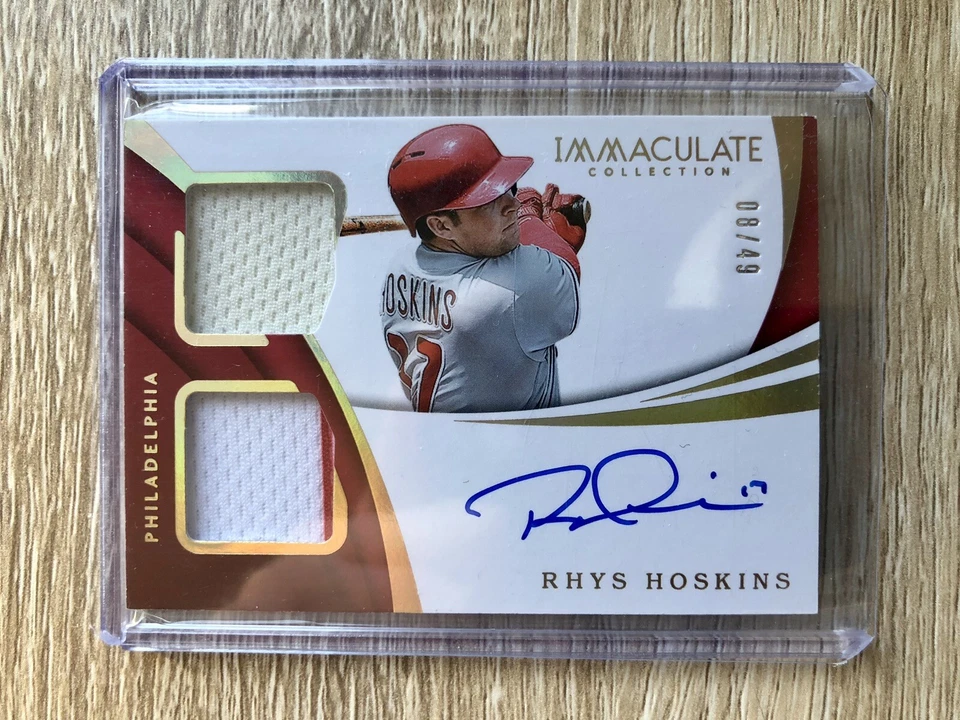 2018 Panini Immaculate Patch /49 Rhys Hoskins Rookie Auto Phillies Brewers - Image 1 of 2