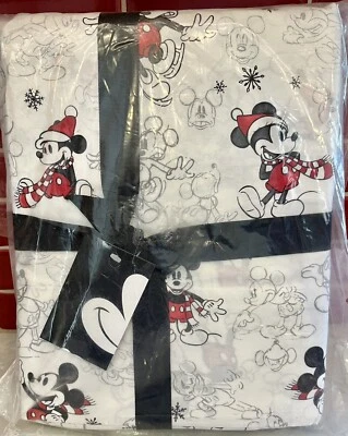 Juego de sábanas Pottery Barn Mickey Mouse Santa orgánico tamaño completo 4 piezas ~ Navidad ~ Nuevo con etiquetas Foto 1 de 4