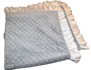 H4 BEBE BELLA DESIGNS Minky Dot Plush Velour Ruffled Satin Crib Baby blanket - Picture 1 of 2