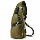 Men's PU Leather Casual Fashion Crossbody Shoulder Bag Business Messenger Pack