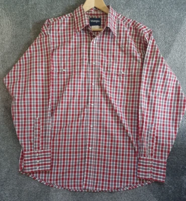 Wrangler Mens Shirt Pearl Snap Striped pattern Red Long Sleeves - XL Extra Large - Image 1 of 4