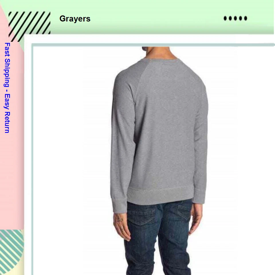 Grayers Portofino Reversible Terry Pullover Gray Size M