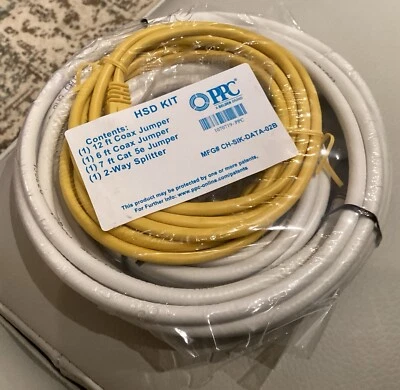 PPC HSD Kit - 12' & 6' Coax, 7' Cat 5e, 2-Way Splitter, Spectrum 606211-PPC - Image 1 of 2