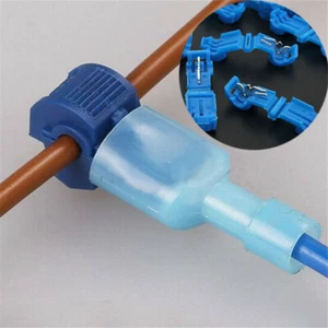 200 Pcs T-Taps + Male Disconnect Wire Connectors Blue 16-14 AWG Gauge Terminals - Picture 1 of 17