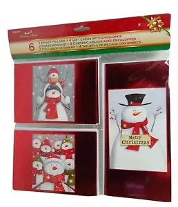 Snowman Christmas Card Set 2 Money & 4 Gift Card With Envelopes New - Picture 1 of 6