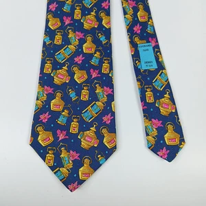 Leonard Paris Men's Silk Tie Blue Novelty Design 114 Made in Italy - Picture 1 of 12