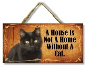 “A House is Not a Home Without a Cat” Direct Print Wooden Cat Sign  - Picture 1 of 3