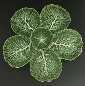 Bordallo Pinheiro Cabbage Green 6 - Part Relish Dish 15" - Picture 1 of 5