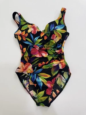 Traje de baño vintage milagroso floral hawaiano de una pieza talla 12 hibisco hecho en EE. UU. Foto 1 de 4