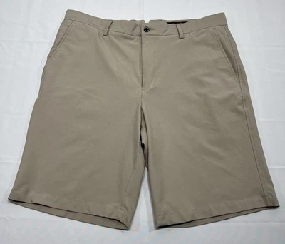 Dunning Shorts Mens Size 35 Khaki Golf Chino Performance Stretch 10” Inseam Read - Imagem 1 de 4