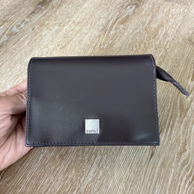 Esprit Leather Wallet Brown Women’s Trifold Purse ID Card Holder Coin Zip - Image 1 of 4