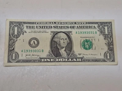 31 MAR 1939 REVERSE BIRTHDAY REMEMBRANCE NOTE, A 1939 3 031 B 1$ ONE DOLLAR BILL - Image 1 of 4