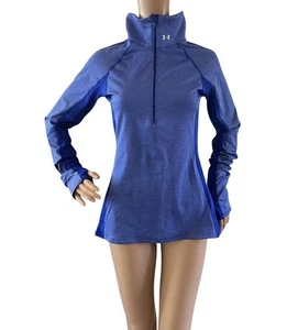 Under Armour Half Zip Pullover Blue Stripe Thumb Hole Women’s Size Medium - Picture 1 of 3