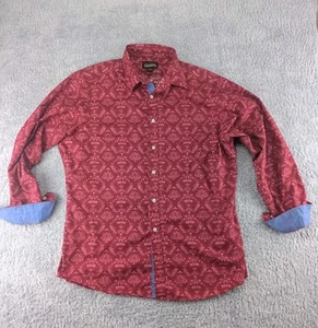 Cremieux Shirt Men's XL Long Sleeve Red Premium Denim Button-Up  Flip Cuff Blue - Picture 1 of 9