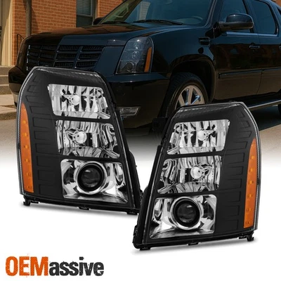 For 2007-2014 Cadillac Escalade ESV EXT HID Type Projector Black Headlights Pair — 第 1/4 张图片