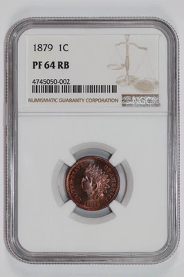 CENTAVO CABEZA INDIA A PRUEBA 1879 NGC PR64 RB - ¡GUAU! ¡SE VE MEJOR! Foto 1 de 2