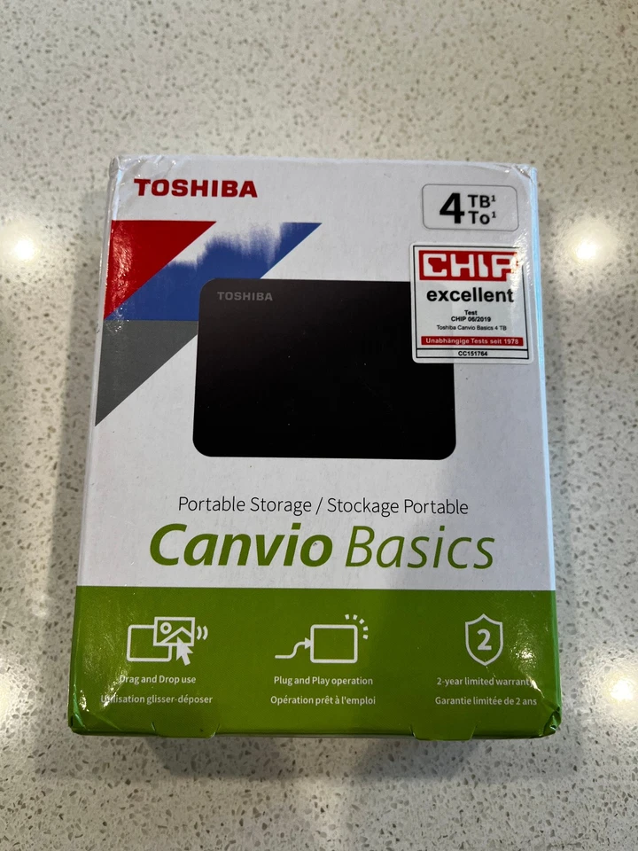 Toshiba Canvio Basics 4TB External Hard Drive USB 3.0, Black, Plug & Play, HDD - Image 1 of 1