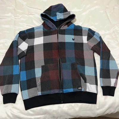 Zoo York Sudadera con Capucha Para Hombre XL Cuadros Cremallera Completa Ropa de Calle Patín Azul Negro Granate Blanco Foto 1 de 4