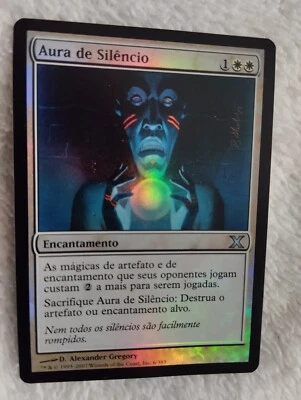 MTG AURA OF SILENCE FOIL PORTUGUESE Language Very Rare Magic X Edition Card WOTC - Image 1 of 4