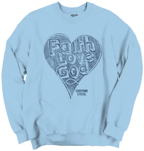 Cute Christian Strong Heart Faith Love God Womens Crewneck Sweatshirt Pullover - Picture 1 of 11