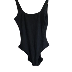 Aerie Crinkle Scoop Full Coverage One Piece Swimsuit size medium NWT black - Picture 1 of 6
