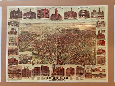 Puzzle de 1000 piezas mapa antiguo de Los Ángeles California Robert Frederick NUEVO repro Foto 1 de 2