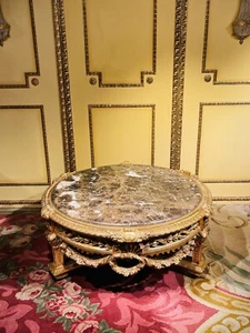 Impressionnant Massive Table Basse Louis XV, Hêtre, Or - Photo 1 sur 12