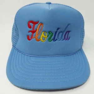 Vintage FLORIDA rainbow colors embroidered mesh foam snapback trucker hat cap - Picture 1 of 8