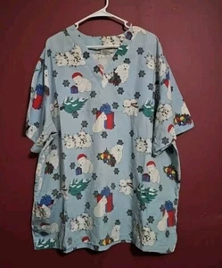Polar Bears Christmas Scrub Top Chrostmas Winter - Picture 1 of 2
