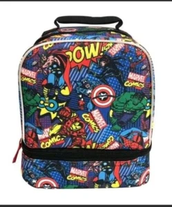 ¡Totalmente Nuevo Marvel Collage Lunch Box Nailon Cremallera Capitán América Ironman Hulk!¡! - Imagen 1 de 5