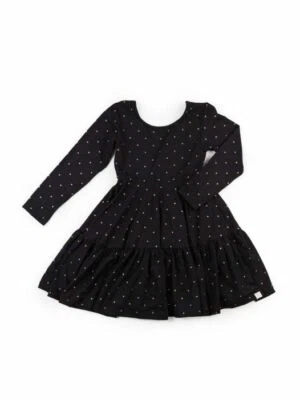 Vestido Omi Jo Bien Vestido Lobo Volantes Imperio Negro y Dorado Estrellas 7 años Nuevo con Etiquetas Foto 1 de 2