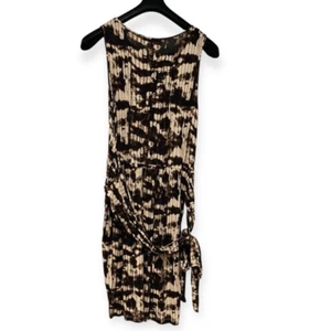 Weekend Max Mara creme braun Aquarell Bindeband Taille ärmelloses Kleid Größe XL - Bild 1 von 7
