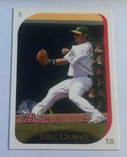 2006 Bowman Originals Eric Chavez Baseball card #3 White Oakland Athletics !