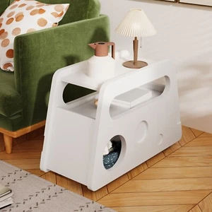 Sideboard Moderner Weißer Schmal Beistelltisch mit Rollen Mobil für Wohnzimmer - Bild 1 von 13