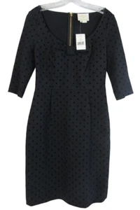 Kate Spade  Velvety Polka Dot Bow 3/4 Sleeve Wendi Dress Black Size 6 NWT $398 - Picture 1 of 11