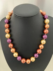 Perlen Muschelkernperlen Collier Kette Länge 50 cm ! Perlen MULTI PINK ca  14 mm - Bild 1 von 5