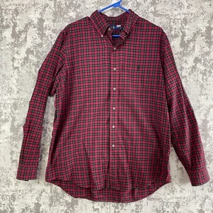 Ralph Lauren Shirt Mens L Red Tartan Plaid Long Sleeve Button Front Pony Preppy - Picture 1 of 13