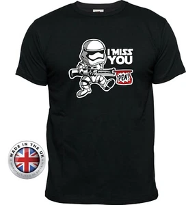 Star Wars tshirt Storm Trooper 'Miss You' printed black ladies fitted+unisex - Picture 1 of 9