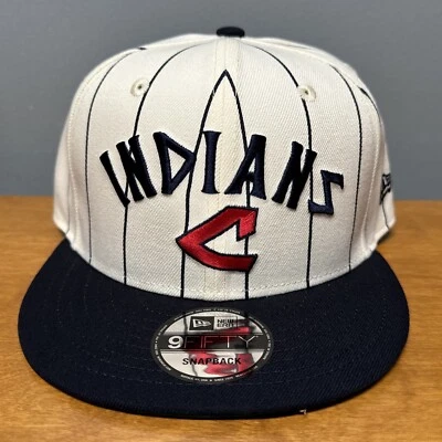 Cleveland Indians New Era 9FIFTY Jersey Pinstripe Snapback Retro Men's Hat Cap - Image 1 of 4
