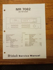 McIntosh MR 7082 AM/FM Tuner SERVICE MANUAL NEUWERTIG - Bild 1 von 2