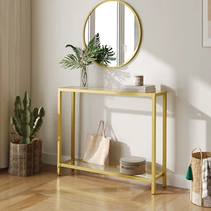HOOBRO Console Table Tempered Glass Sofa Table Slim Hallway Table Entryway Table - Picture 1 of 11
