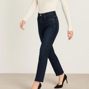 Evereve The Ever Straight Jeans High Rise Raw Hem Dark Wash Denim Gr. 26 - Bild 1 von 9