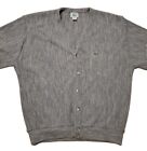 Vtg Izod Lacoste Mens L Cardigan Sweater Gray Orlon Acrylic LS Grandpa USA Made