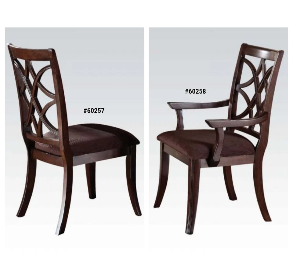 ACME Keenan Brown Microfiber Pad & Dark Walnut Finish 2-PC 43"H Arm / Side Chair - Image 1 of 1