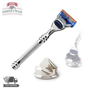 Close Shave Men Shaving Razor Handle With Luxury Stand Stainless Steel Gift Set - Picture 1 of 2