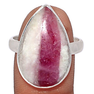Pink Tourmaline In Quartz 925 Sterling Silver Ring Jewelry s.9 BR126270