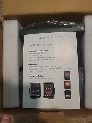 2007-2016 Jeep Wrangler JK LED Tail Lights - Set of 2 - NIB - Image 1 of 3